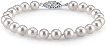 The Pearl Source White Freshwater Pearl Bracelet for Women