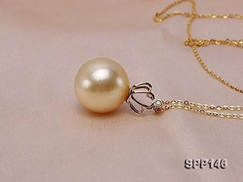 JYX Pearl 14K Yellow Gold Crown Pendant 12mm Round Golden South